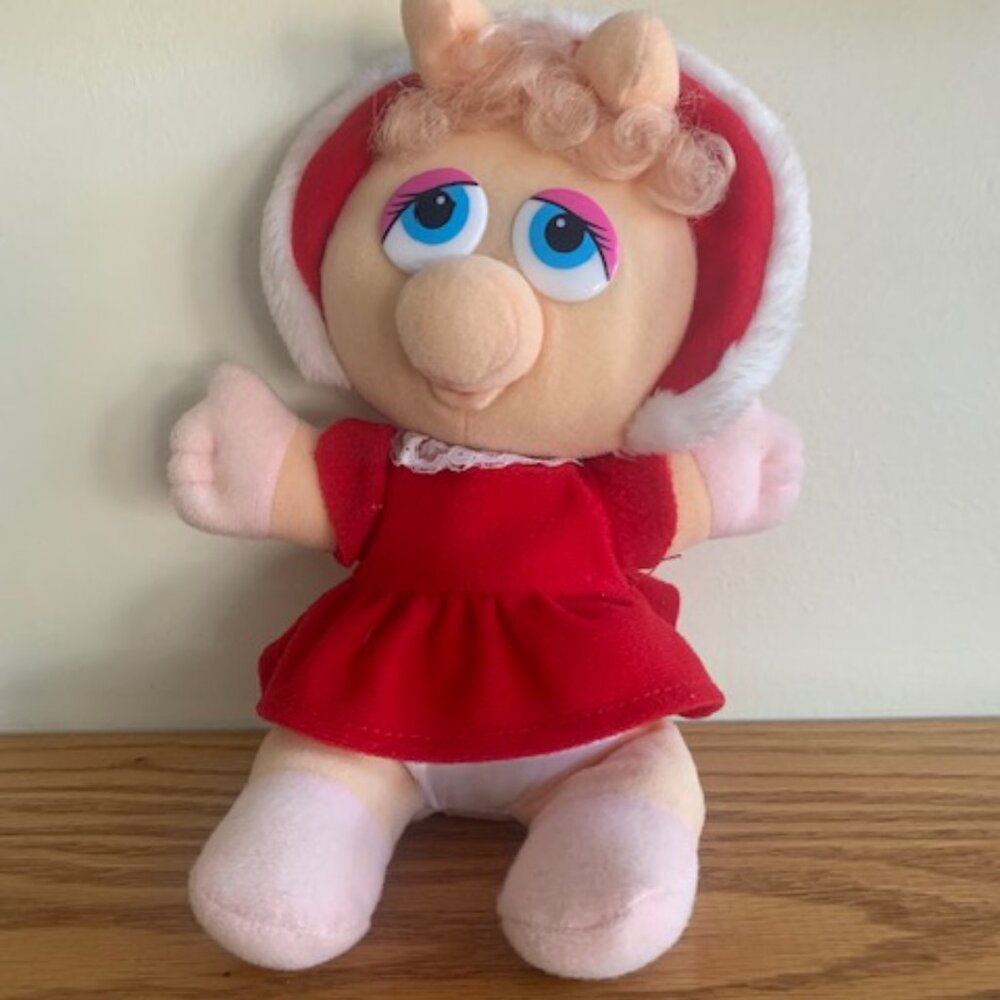 Vintage Baby Miss Piggy Christmas Plush 1987 11" Jim Henson Muppets